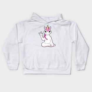 Cartoon unicorn shows I love you - ASL hand gesture Kids Hoodie